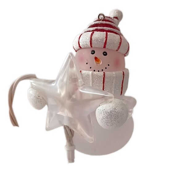 Department 56 Light Up Snowman Ornament With Star Chaser Boxed Acrylic Frosted. - Picture 12 of 16
